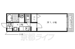 八幡シャーメゾン一番館 2階1Kの間取り