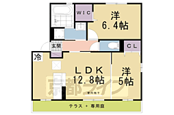 リビングタウンくにみ　Ａ棟 2階2LDKの間取り