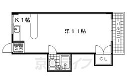 ピュアレジデンス田辺 2階ワンルームの間取り