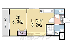 JR奈良線 城陽駅 徒歩3分の賃貸マンション 2階1LDKの間取り
