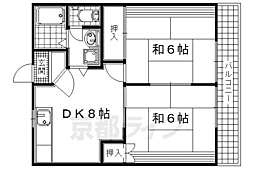 JR奈良線 JR小倉駅 徒歩7分の賃貸マンション 3階2LDKの間取り