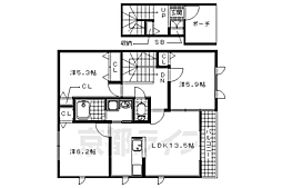 アズールＡ・Ｂ 2階3LDKの間取り