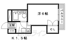 サンエイハイツ 3階1Kの間取り