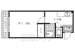 クレセントヴィラ 2階1Kの間取り
