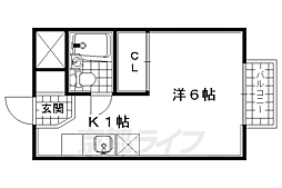 JR奈良線 宇治駅 徒歩4分の賃貸アパート 1階1Kの間取り