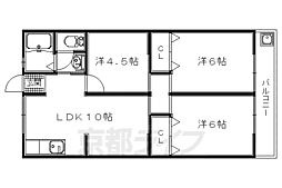 中西マンションB棟 3LDKの間取図画像