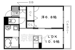 近鉄京都線 久津川駅 徒歩7分の賃貸マンション 3階1LDKの間取り