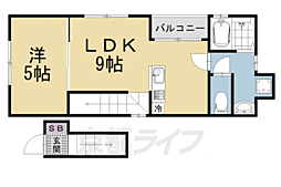 京都市伏見区深草大門町アパート 1LDKの間取図画像