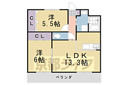 シャルマングレーヌ 2LDKの間取図画像