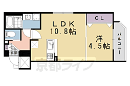 ファーストフィオーレ京都コーヴォ 1LDKの間取図画像