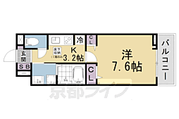 ヒカルサ京都山科大宅 1Kの間取図画像