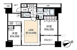 ローレルタワールネ浜松町 2LDKの間取図画像