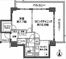 恵比寿ガーデンテラス壱番館 1LDKの間取図画像