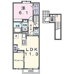 ルーエ V 1LDKの間取図画像