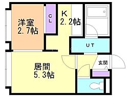 札幌市営東豊線 元町駅 徒歩2分の賃貸マンション 4階1DKの間取り