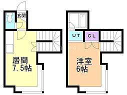 ラポール北28 1LDKの間取図画像