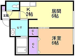 プラザインN14B 1LDKの間取図画像