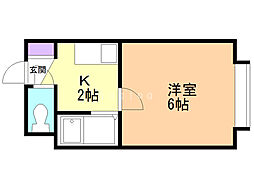 アップルハウス北34条2 1Kの間取図画像