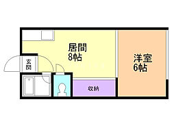 シティハイムトゥー・エイト 1LDKの間取図画像