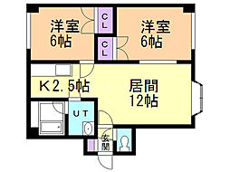 Ｐｒｉｍｅ　Ｓｔａｇｅ 2階2LDKの間取り