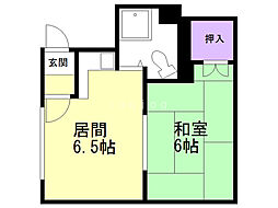 岩崎マンション 1DKの間取図画像