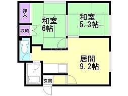 コーポ真木 2DKの間取図画像