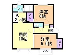 ボヌール21A 2LDKの間取図画像