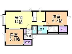 フォーレスト45 2LDKの間取図画像
