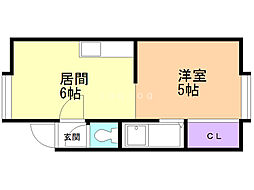 マクセル17/100 1DKの間取図画像