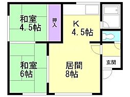 第二鈴加荘 2LDKの間取図画像