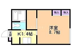 レオパレス栄 1Kの間取図画像