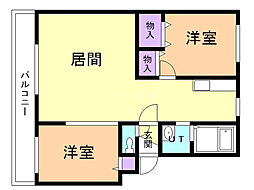 パークハイツH 2LDKの間取図画像