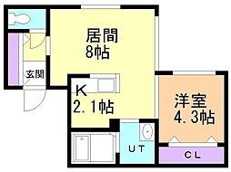 札幌市東区北三十九条東18丁目マンション 1LDKの間取図画像