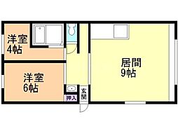 宮古荘 2LDKの間取図画像
