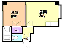 第3コーポ内山 1LDKの間取図画像