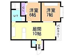 フラット佳月 2LDKの間取図画像