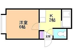 アップルハウス北34条2 1Kの間取図画像