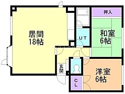 gloire22 2LDKの間取図画像