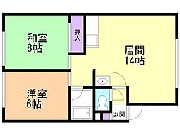 藤ハイツ 2LDKの間取図画像