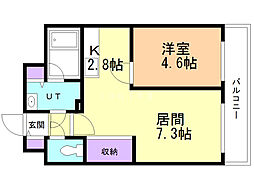 セントポーリアフラン 1LDKの間取図画像