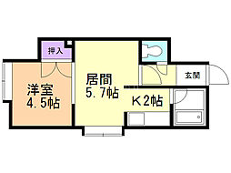 ピュアN11 1DKの間取図画像