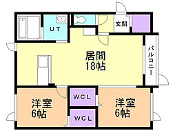 グランコート 2LDKの間取図画像