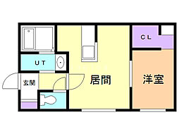 リベルタ北11条 1LDKの間取図画像