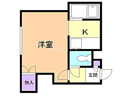 サーティーンハイツ 1Kの間取図画像