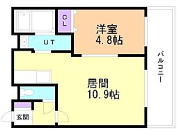 ヴェール美香保 1LDKの間取図画像