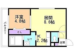 シティレジデンス環状通東 1LDKの間取図画像