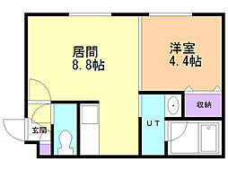 セルマ北元町 1LDKの間取図画像