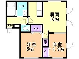 マウントツリー 2LDKの間取図画像