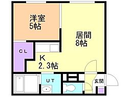 アルス新道東 1LDKの間取図画像