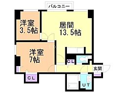 札幌三善第2ビル 1LDKの間取図画像